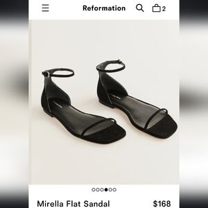 Reformation, Black Mirella Flat Sandal, Size 7.5, Never Worn